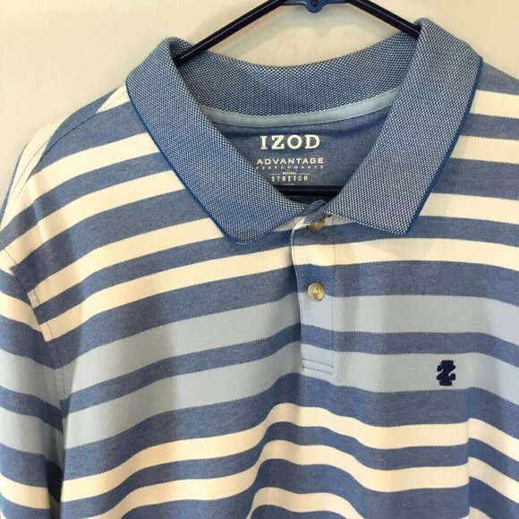 Izod Advantage Performance Natural Stretch Men's 2 Button Striped Polo Size XXL - Picture 2 of 11